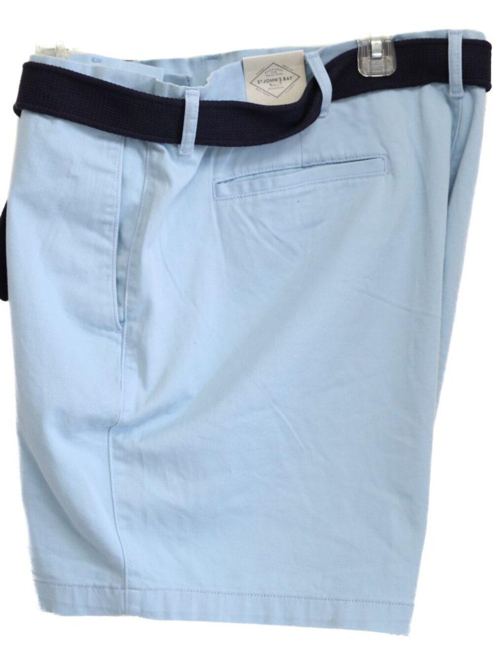 NWT St Johns Bay Shorts Mens Size 44 Comfort Stretch Chino Light Blue Belted NEW